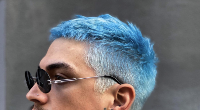 teal blue hair men